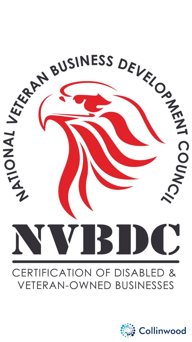 Collinwood is excited to announce our Certification as a Veteran Owned Business by the National Veteran Business Development Council (NVBDC). If you are a Supplier Diversity Manager, we would like to discuss being a part of your program! 

#veterans #vosb #supplierdiversity