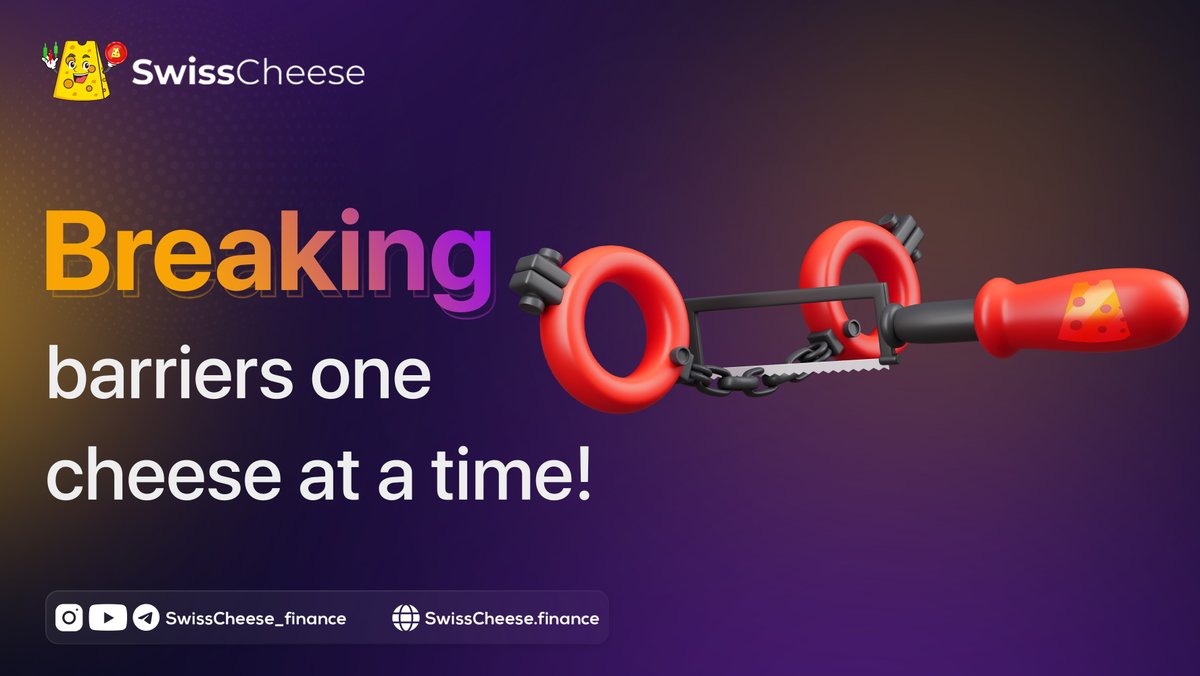 🧀 Swisscheese.finance: breaking barriers with the 1st global decentralized stock exchange! Trade securities like a boss. Ready to join the revolution? swisscheese.finance #WorldFirst #DecentralizedTrading #SwisscheeseFinance