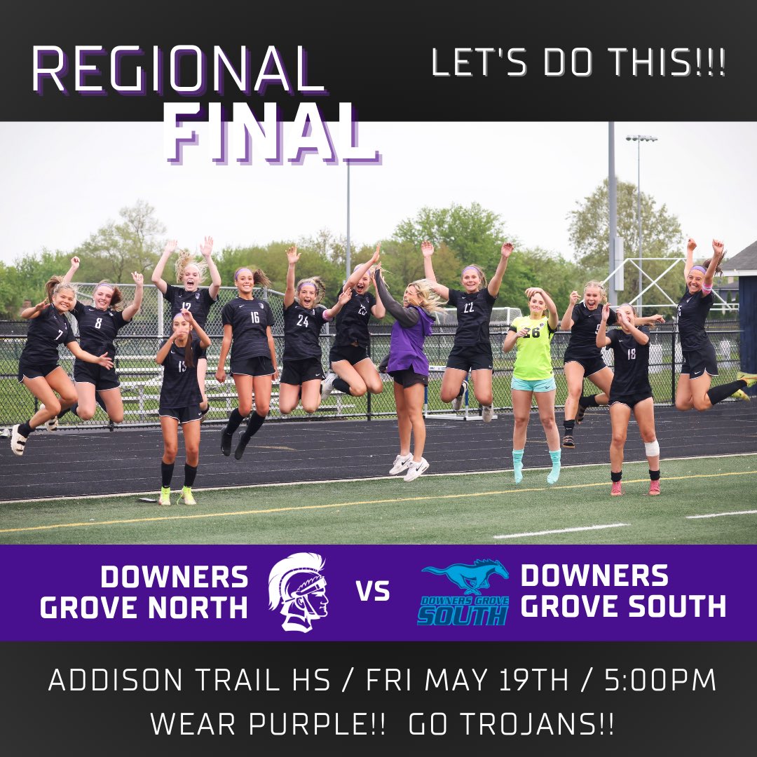 Regional final TODAY!!  5pm at Addison Trail HS!  DGN vs DGS!! Let’s go Trojans!! Go <a href="/_kategoray/">Kate Goray</a>  and <a href="/DGNGirlsSoccer/">DGN Girls Soccer</a> !
