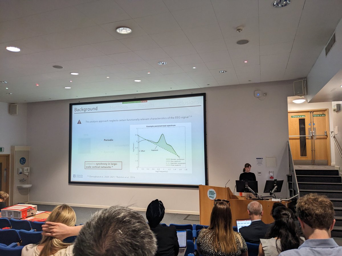 Chris Benwell (@chrissybenwell) on Twitter photo Fantastic talk by <a href="/UoDPsychology/">UoD Psychology</a> MSc student @MKopcanova at <a href="/BNS_Neuropsych/">The British Neuropsychological Society</a> spring meeting showing that EEG signatures of Alzheimer's disease are oscillatory in nature, and not aperiodic. Pre-print coming soon with <a href="/MouhsinShafi/">Mouhsin Shafi</a>, <a href="/alvaropleone/">Alvaro P-L</a>, <a href="/Tomdonoghue/">Tom Donoghue</a>, <a href="/LukeWTait/">Luke Tait</a> et al Fantastic talk by <a href="/UoDPsychology/">UoD Psychology</a> MSc student @MKopcanova at <a href="/BNS_Neuropsych/">The British Neuropsychological Society</a> spring meeting showing that EEG signatures of Alzheimer's disease are oscillatory in nature, and not aperiodic. Pre-print coming soon with <a href="/MouhsinShafi/">Mouhsin Shafi</a>, <a href="/alvaropleone/">Alvaro P-L</a>, <a href="/Tomdonoghue/">Tom Donoghue</a>, <a href="/LukeWTait/">Luke Tait</a> et al