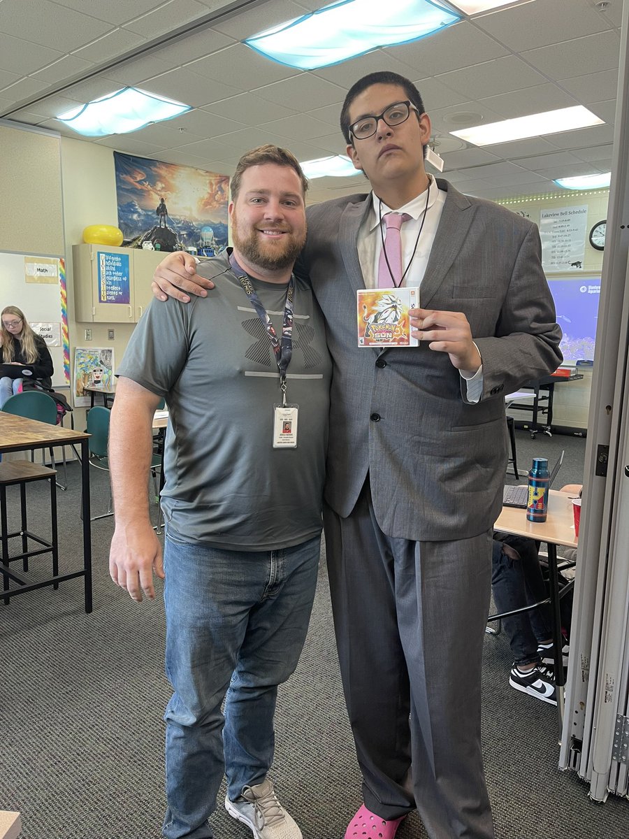Told my guy that if he got his grades up by the end of the quarter I would give him a copy of Pokémon from my collection. It sat on display to him until today he got to take it home for his work! Tell me games don’t motivate!