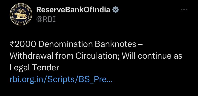 Why to create panic by such announcements ?? 

#Demonetisation #Rs #note #reservebank #circulation #रिजर्व बैंक #नोटबंदी #India #RBI #rbi #Rs2000 #currencies #money #Rupee #inr