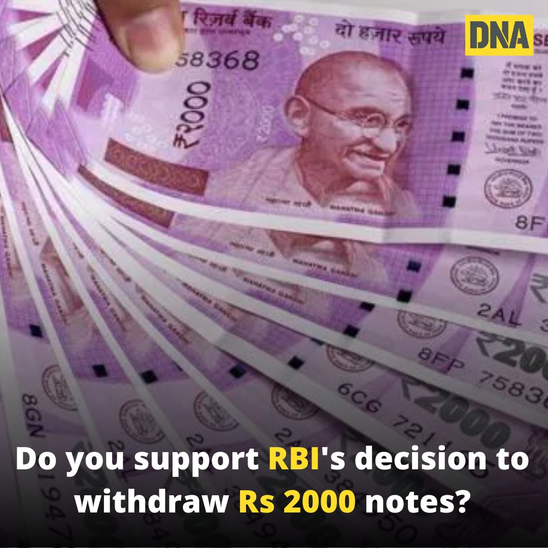 dna's tweet photo. Do you support RBI's decision to withdraw Rs 2000 notes?

Comment below!

#RBI | #ReserveBankOfIndia | #DNAUpdates | https://t.co/3Y3DoQU8Ok