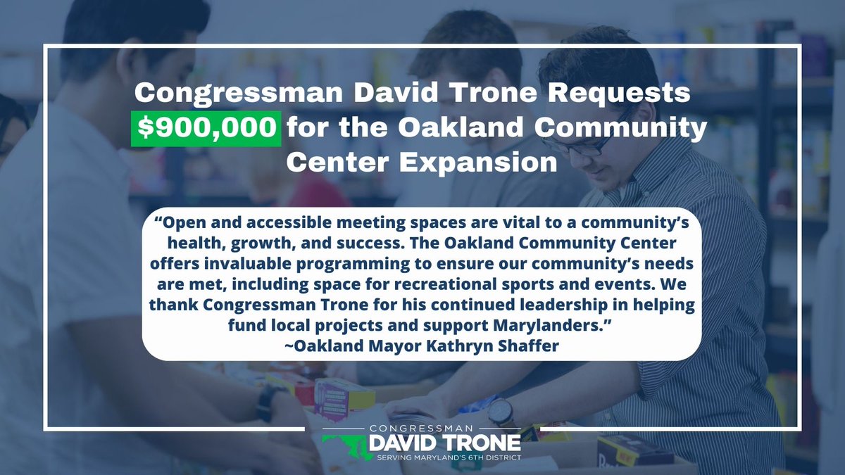 RepDavidTrone's tweet image. I proudly requested $900,000 in #CommunityProjectFunding to expand and make necessary repairs to the Oakland Community Center. Repairing this community space will open up opportunities for folks to access some of the center&apos;s vital resources, including health and safety.