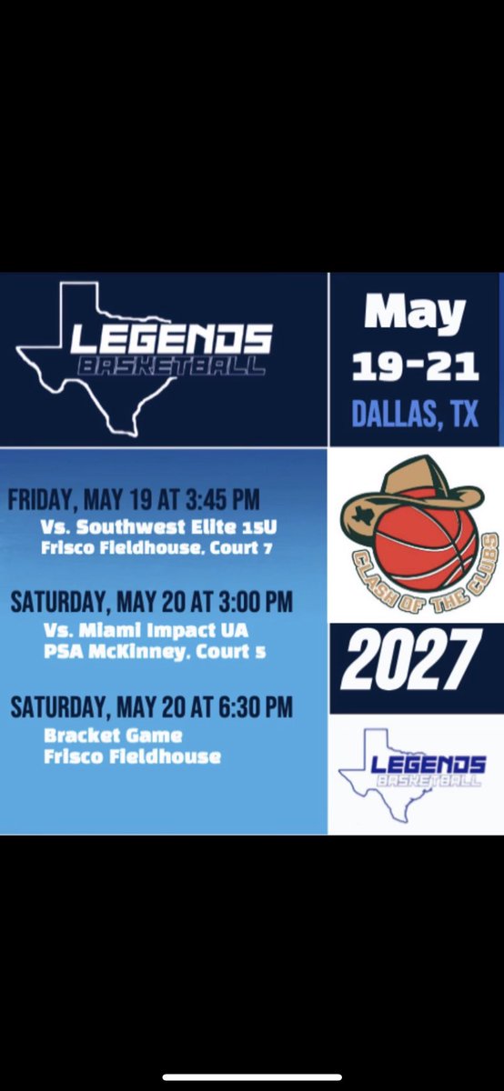 Ready to play with my <a href="/TXLegendsHoops/">Texas Legends</a> teammates today.  Come watch us play.  #clashoftheclubs23
<a href="/allieking06/">Allie King</a> <a href="/AHSLadyEagles/">Argyle Lady Eagles Basketball</a> <a href="/Singletonbball/">James Singleton</a>