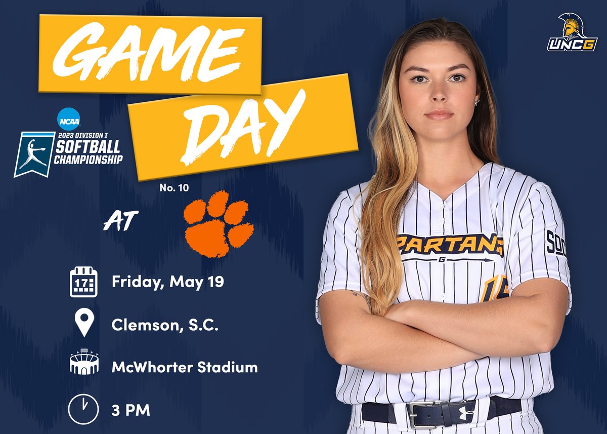 One pitch. One inning. One game at a time. 💪
TOGETHER.

🆚 Clemson 
🕒 3 PM  
📍Clemson, S.C. 
🏟️ McWhorter Stadium  
📊go.uncg.edu/ruw3lt
📺 go.uncg.edu/ruw3l1 (ESPNU)
Team 3⃣8⃣ x #letsgoG x #RoadToWCWS