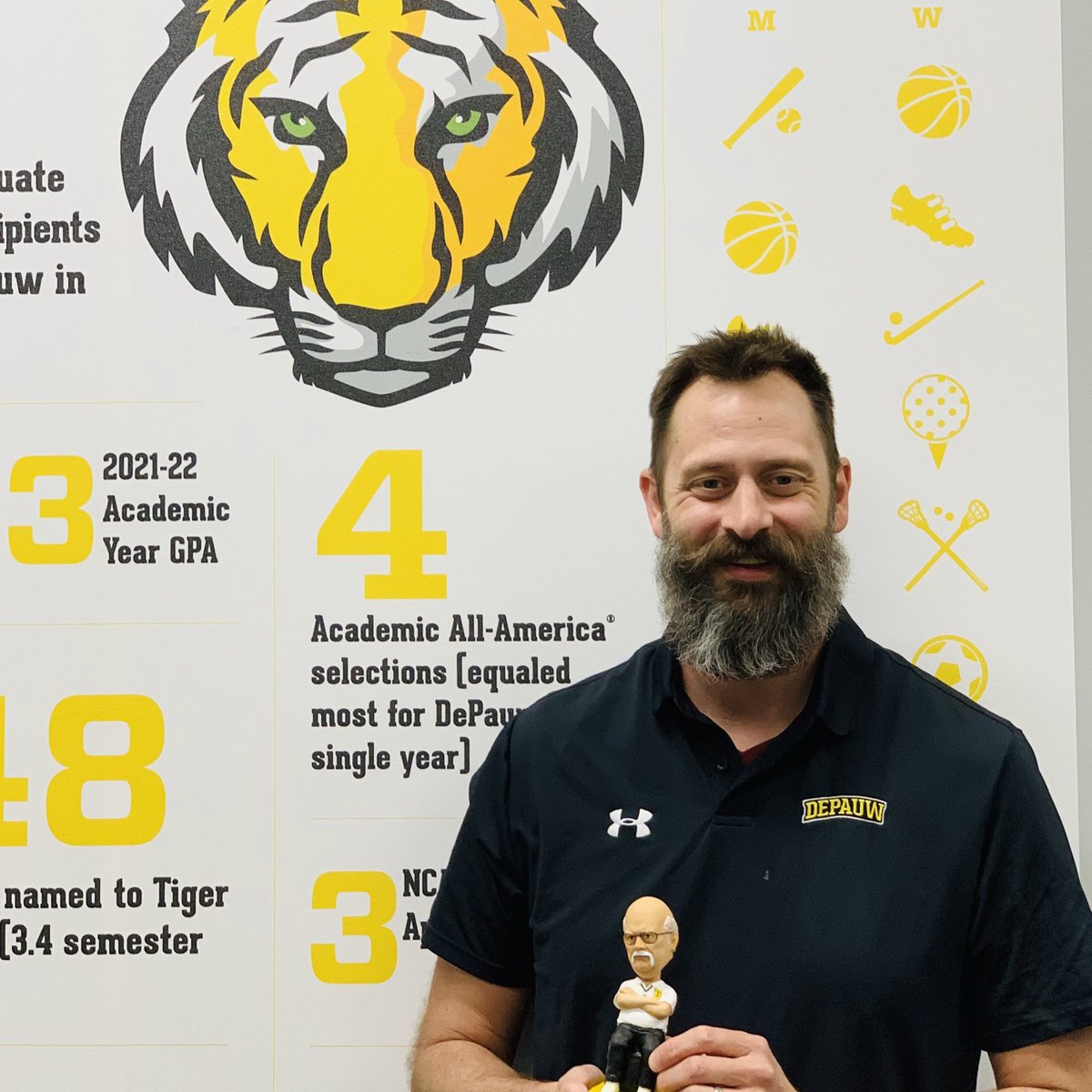 Yesterday we awarded The Spirit of Tim Hreha Award to Dr. Brian Wright, <a href="/DePauwU/">DePauw University</a> associate professor and interim <a href="/DPUMensSwimming/">DePauw Mens Swimming</a> head coach, for embodying the traits we loved in Tim … tenacity, integrity, modesty &amp; professional development. #TeamDePauw