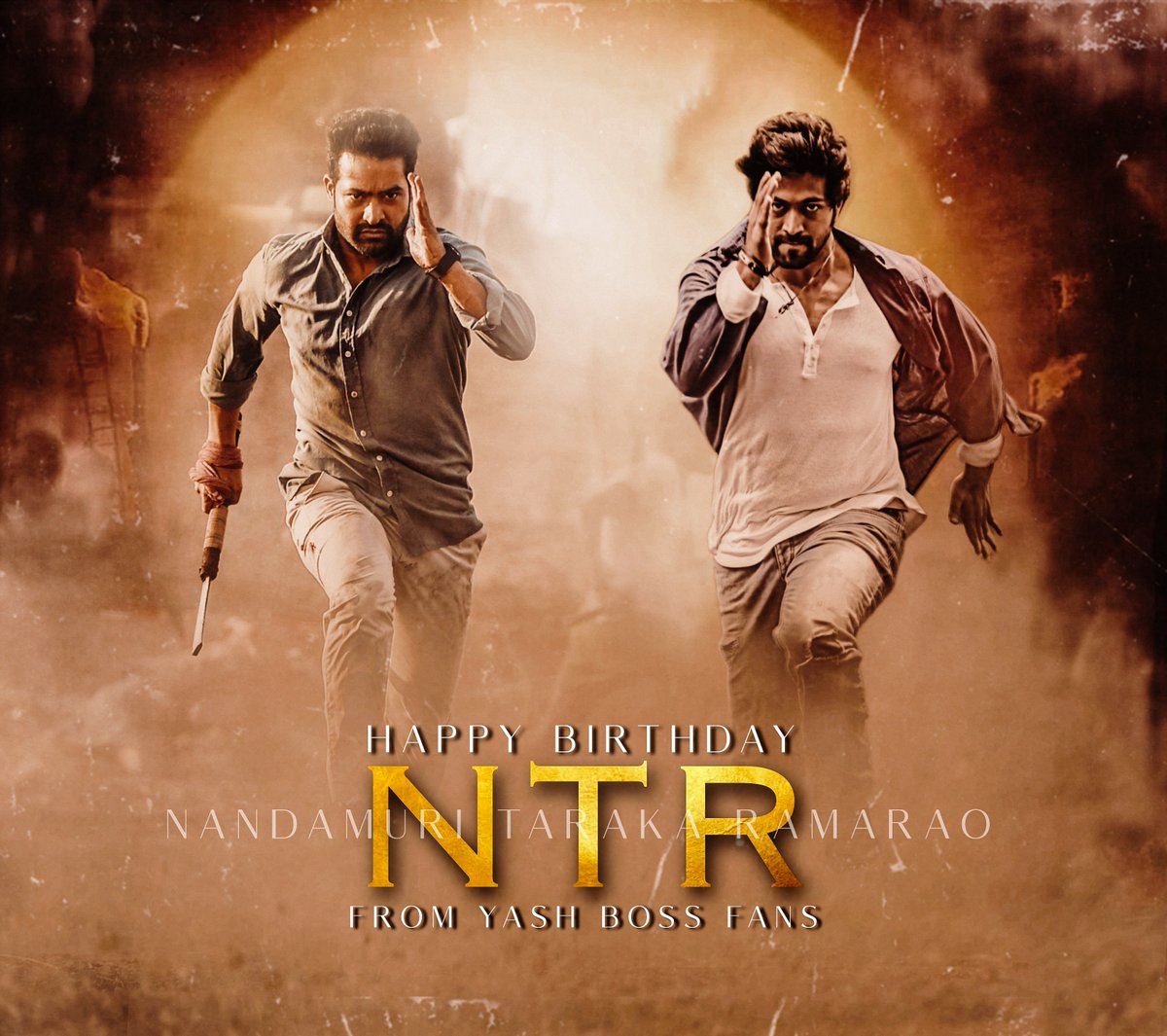 Wishing Young Tiger @tarak9999 Very Happy Birthday On Behalf of Rocking Star @TheNameIsYash Boss fans ♥️ Best Wishes for #Devara #HappyBirthdayNTR #Yash19 #YashBOSS