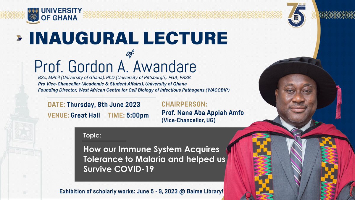 WACCBIP (@waccbip_ug) on Twitter photo Mark your calendars for the highly anticipated inaugural lecture by our Founding Director, Prof. <a href="/gordon_awandare/">Gordon Awandare</a>, on June 8, 2023 on the topic "How our Immune System Acquires Tolerance to Malaria and helped us Survive COVID-19." Mark your calendars for the highly anticipated inaugural lecture by our Founding Director, Prof. <a href="/gordon_awandare/">Gordon Awandare</a>, on June 8, 2023 on the topic "How our Immune System Acquires Tolerance to Malaria and helped us Survive COVID-19."