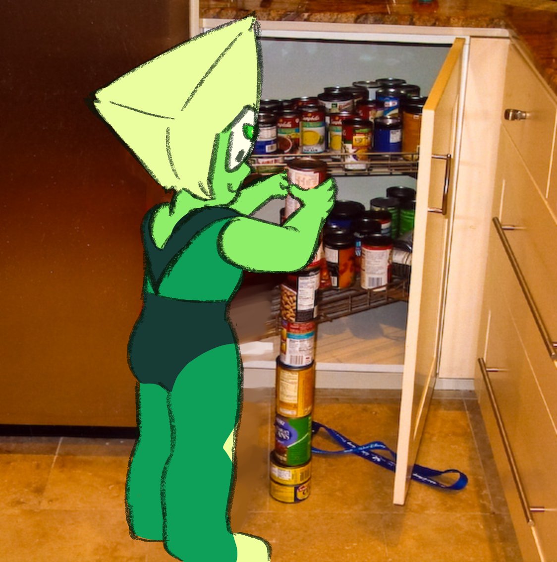 peridot as the autism baby stacking cans #StevenUniverse