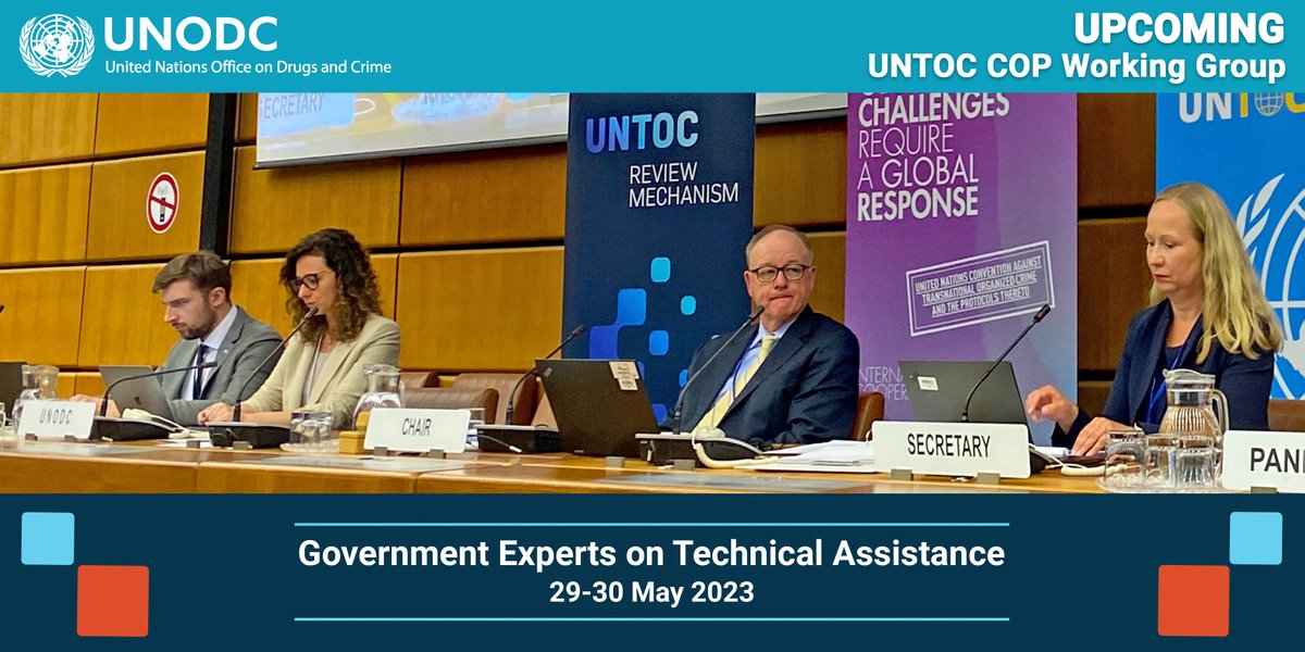 The #WorkingGroup on #TechnicalAssistance will discuss:

🔸#UNTOC_ReviewMechanism's status

🔸@UNODC tools & activities supporting the development of strategies against #OrganizedCrime & the mainstreaming of #Gender & #HumanRights in responses to OC.

👉 bit.ly/45cpz6H