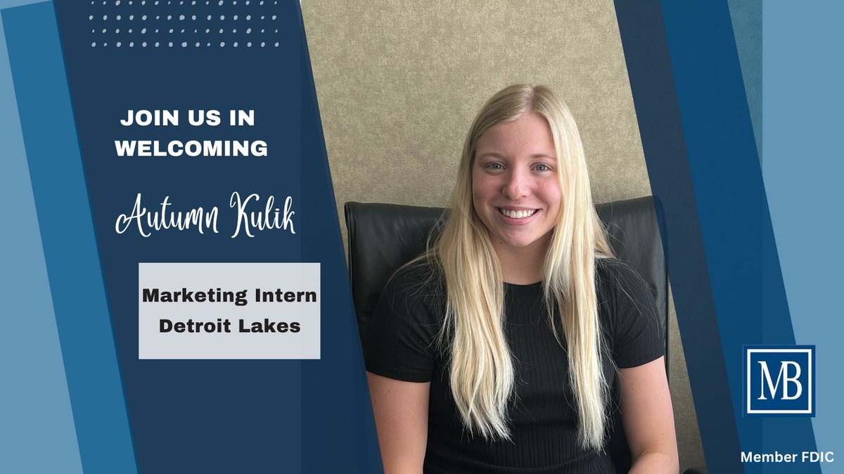 MidwestBank's tweet photo. MIdwest Bank is pleased to welcome Autumn  Kulik to the Detroit Lakes team as a Marketing Intern.

Autumn is a DLHS 2021 grad!

Please join us in welcoming Autumn to the #MWBankteam! https://t.co/ofEXKOkHvc