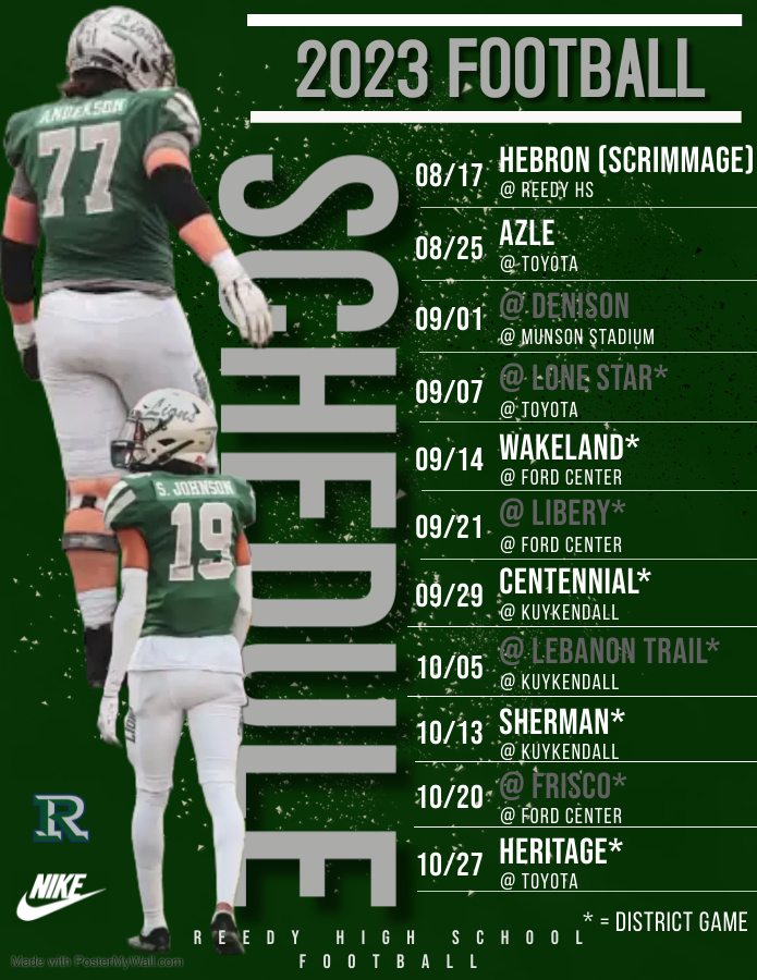 Presenting your 2023 Reedy Lion Football Schedule! We have a lot of work to complete between now and August but we have a vision and a plan to achieve great goals with this group! Make plans to come out, be loud and support your Reedy Lions! #ManeMen