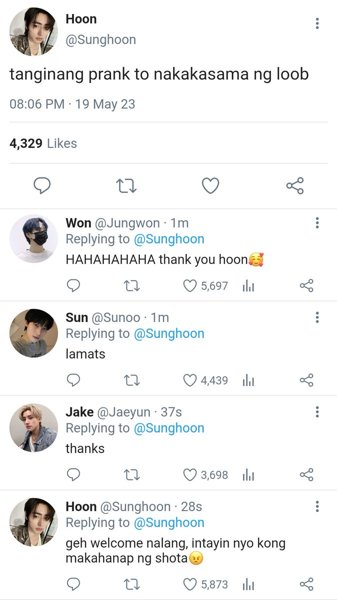snkscity's tweet photo. Boyfriend Test

a #jaywon #sunki #heejake au where in they tried to test their boyfriends with sunghoon's help https://t.co/zhHaXopcf1