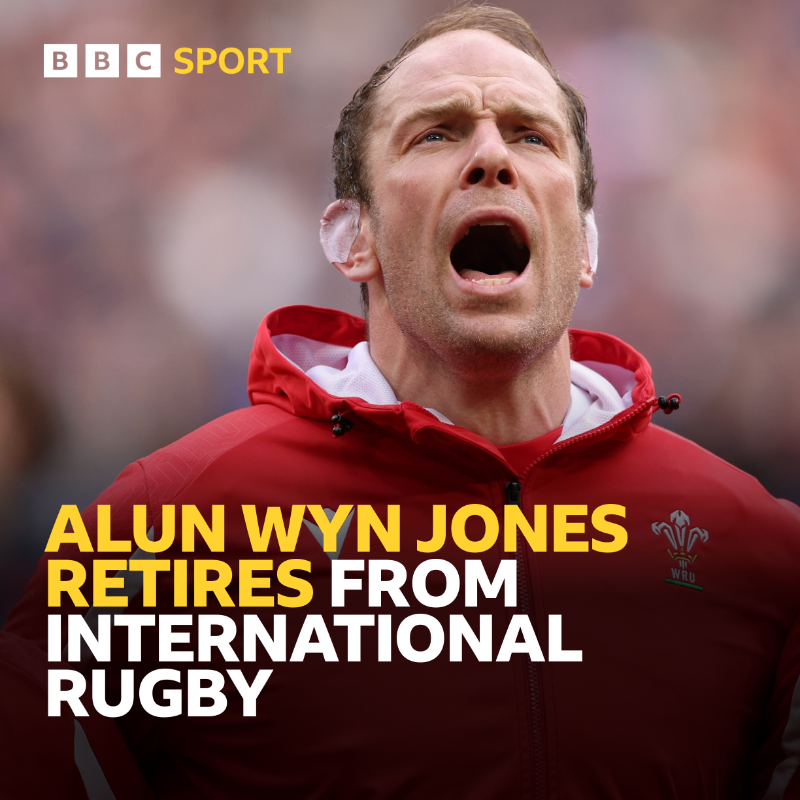 BBCSportWales's tweet photo. Alun Wyn Jones has announced his retirement from international rugby 🏉

#BBCRugby https://t.co/mbw7dyB5XR