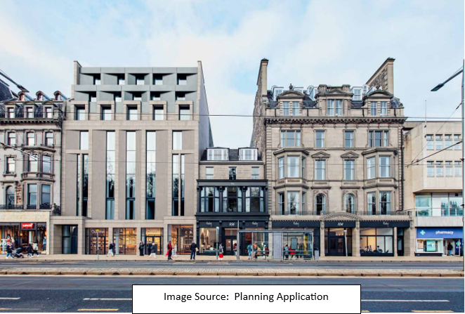 thecockburn's tweet photo. Proposed Hotel 104 - 106, 107 &amp; 108 Princes Street 

We find nothing in the current banal and mundane proposals which we can support. 

If consented this scheme will lead to the further erosion of what was once one of the finest streets in the world. 

https://t.co/4nDdldbPjy https://t.co/7NzJekVCV3