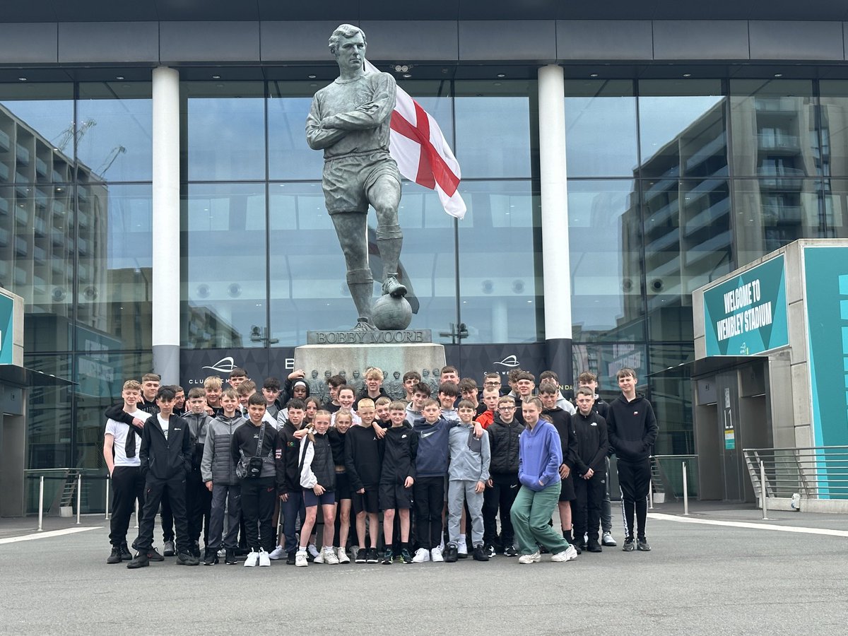 First stop…..Wembley. Some students hoping to walk out onto the pitch in the future!!! #educationwithcharacter #AAontour