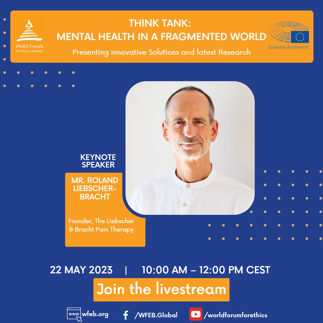 WFEB_global's tweet photo. 📢 Joining online is easy:
1️⃣ Click the link below.
https://t.co/uGWnY3AoMb 
2️⃣ Click 'Notify me'
3️⃣ Be ready to tune in on 22 May at 10:00am CET.
@liebscher_en 
#MentalHealthMatters #PainTherapy #Inspiration #HealingJourney #JoinTheCoversation #UnlockYourPotential https://t.co/BZ7KBFE2Lj