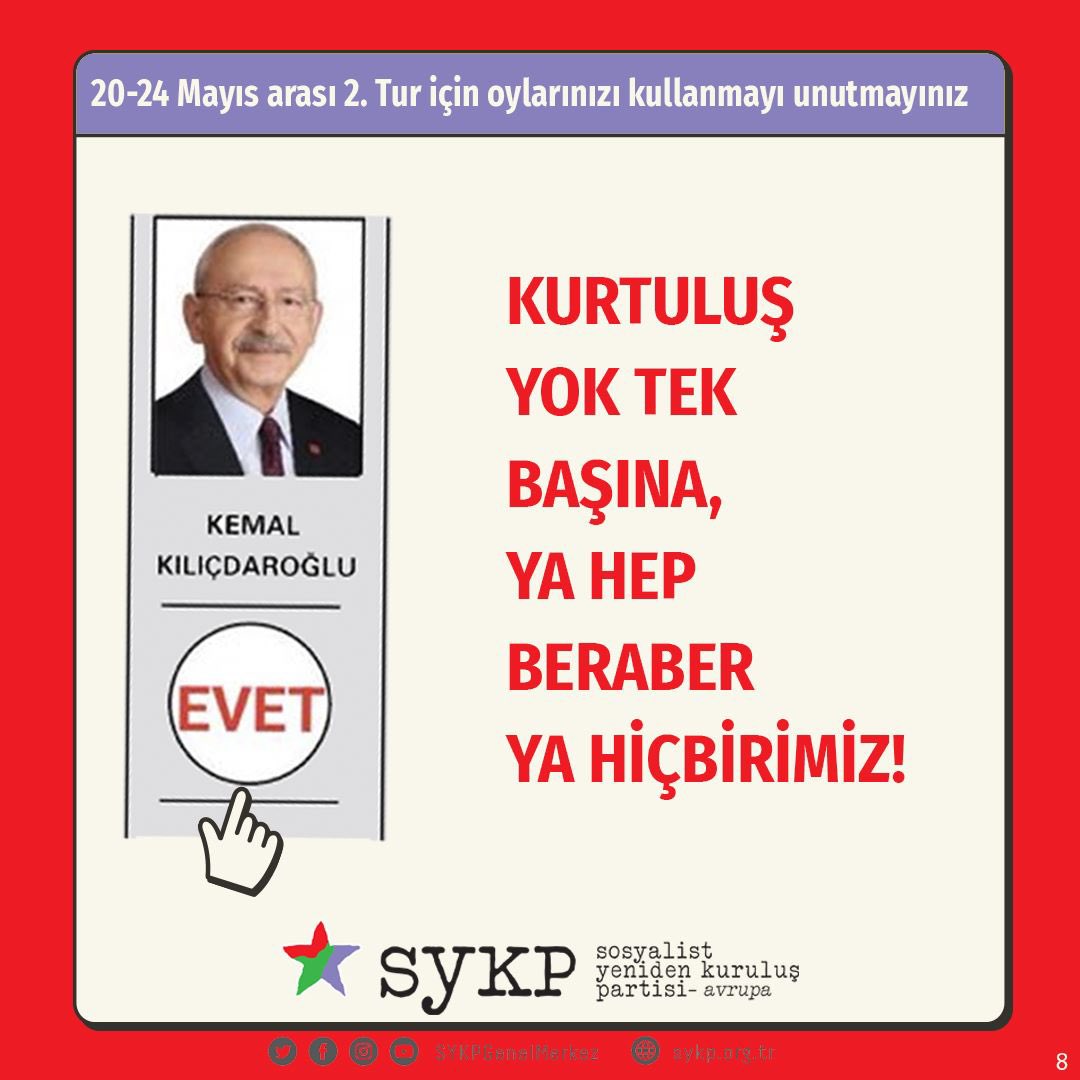 Kurtuluş yok tek başına, ya hep beraber ya hiçbirimiz! 

#ikinciturdabitirelim