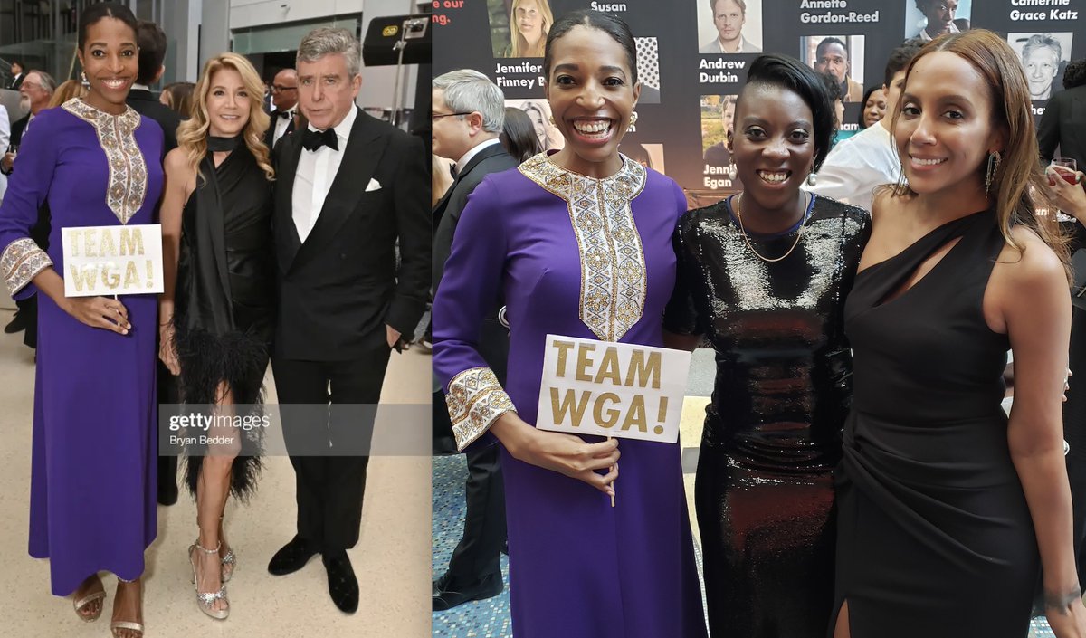 Great seeing so many writers I admire & friends @PENamerica #PENGala (@CandaceBushnell @NikkiOgun @Tia_W_Writes) Carried my fav fashion accessory, my TEAM WGA sign! #WGAStrong #WGAStrike But most of all it was GREAT 2 c @SalmanRushdie healthy & doing so well.❤️