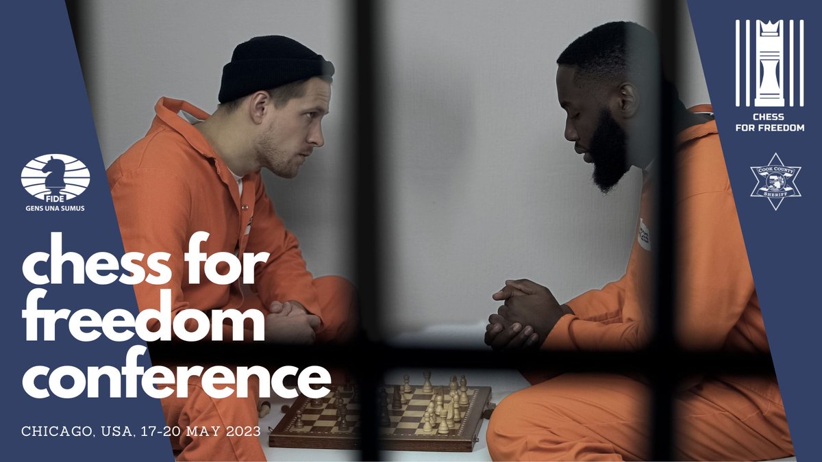 FIDE_chess's tweet photo. The first in-person Chess for Freedom Conference opened on May 17 in Chicago, USA, thanks to @CookSheriffIL. More than 40 participants, including FIDE officials, representatives of national chess federations and experts have come to Chicago to discuss concepts and approaches to using chess as a rehabilitation tool for incarcerated people. 

Today it continues with the plenary sessions, featuring many experts from the worldwide chess community presenting their national initiatives and approaches to teaching chess in prisons. 

Don't miss the live broadcast on FIDE Youtube channel: https://t.co/spKC0RIn9K