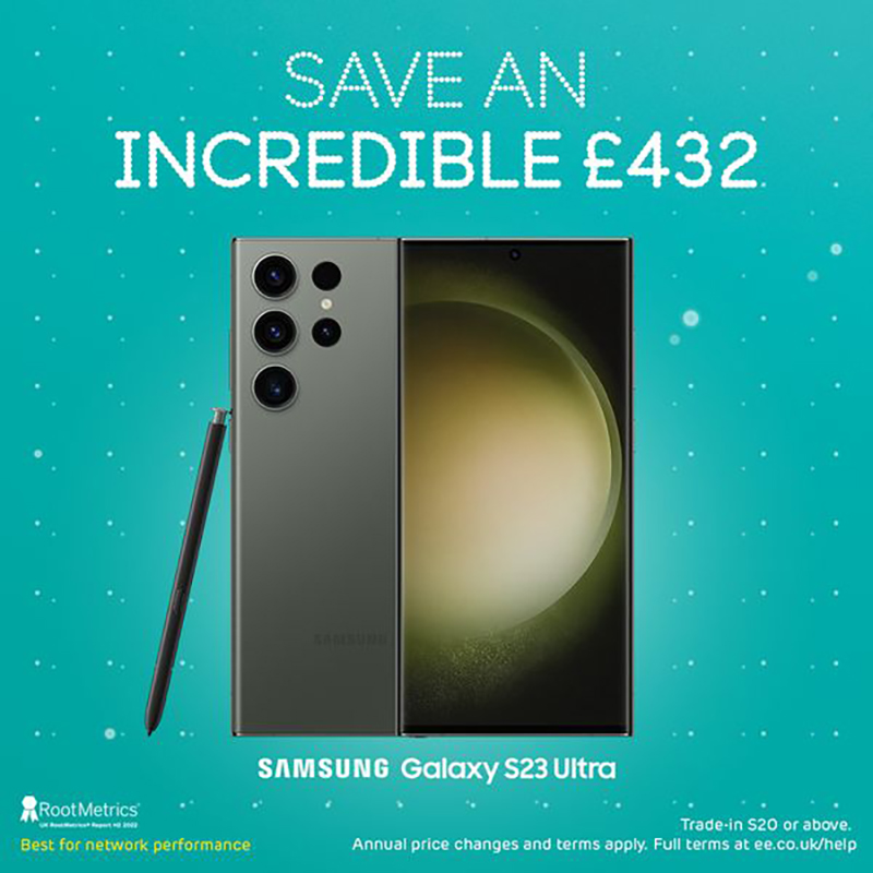 Mall_Offers's tweet photo. Save up to an incredible £432 on the Samsung Galaxy S23 Ultra with @EE. Plus, save an additional £432 if you trade in! https://t.co/DEfjsP1Jx2