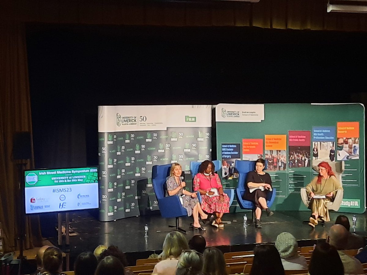 #ISMS23 Panel Discussion on #MigrantHealth 'Ireland's response to the Global Homeless Crisis - Caring or Careless?' Dr Fiona O Reilly, CEO and Dr Angy Skuce, MD from Safetynet, @salomembugua from @AkiDwA and @tonyamyles from @CairdeIreland discussing the challenges involved