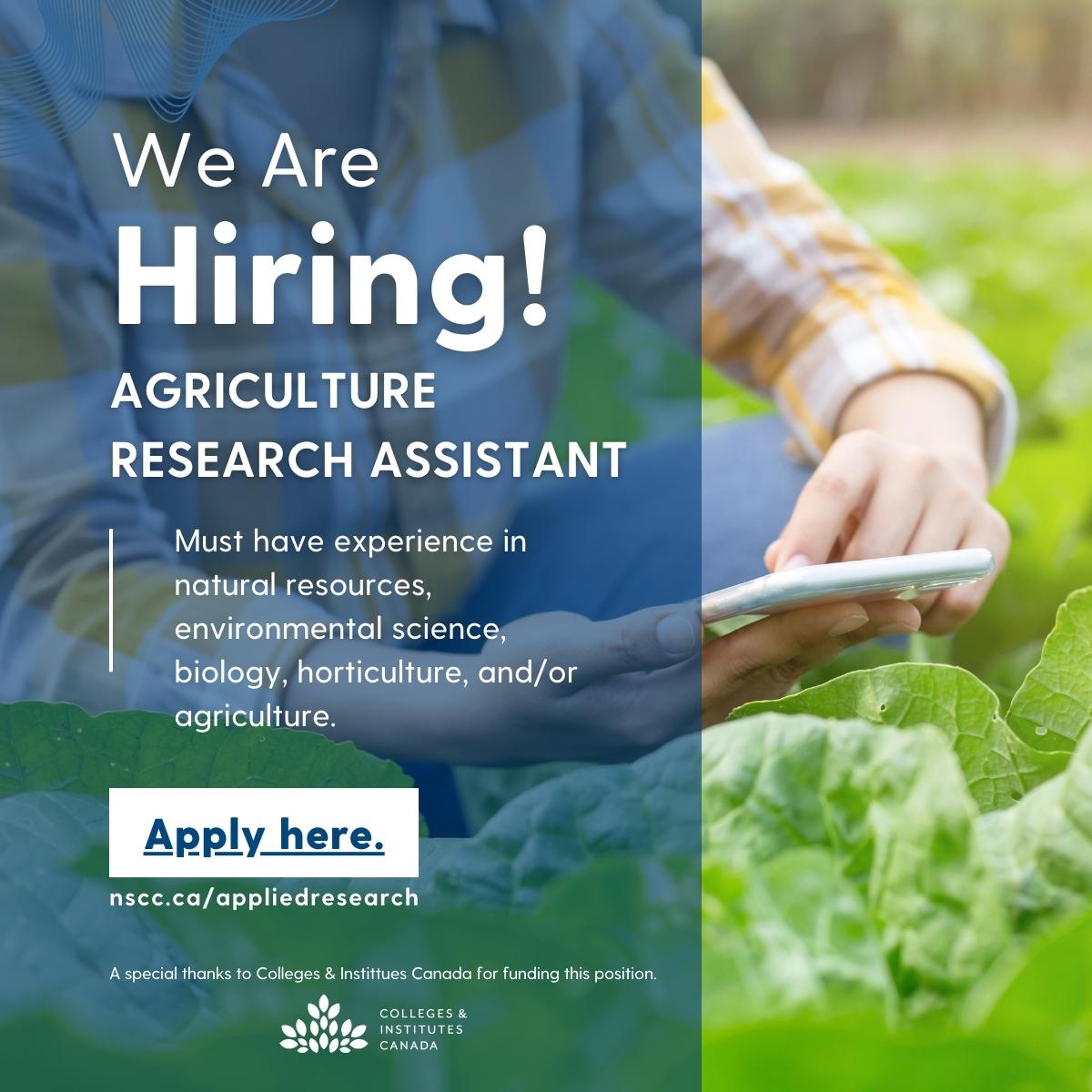 Join the Environmental and Agriculture Technology Lab at @NSCCavc. Assist with day-to-day operations in the lab and in the field to meet research objectives and commitments with collaborating partners and funding agencies🍇📊🌱🍓🧪

Apply: bit.ly/3WmfPDa #CICanInternship