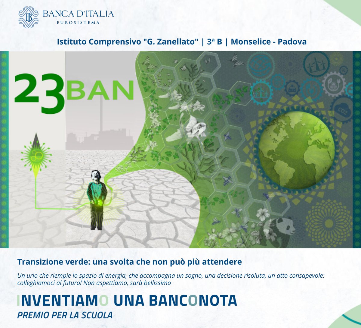 bancaditalia's tweet photo. 🏆  Ecco i vincitori della X edizione del Premio per la #scuola #InventiamoUnaBanconota!
✅ Istituto Comprensivo Trento 5 di #Trento
✅ Istituto Comprensivo Giacomo Zanellato di #Monselice, Padova
✅ Istituto Tecnico Vittorio Emanuele III di #Lucera, Foggia
✅ #PremioSocial: Scuola Congregazione dei Piccoli Apostoli della Redenzione di #Visciano, Napoli
✅ Premio scuole italiane all'estero: Istituto Italo Brasiliano della Fondazione Torino di #NovaLima in Brasile
#Bankitalia