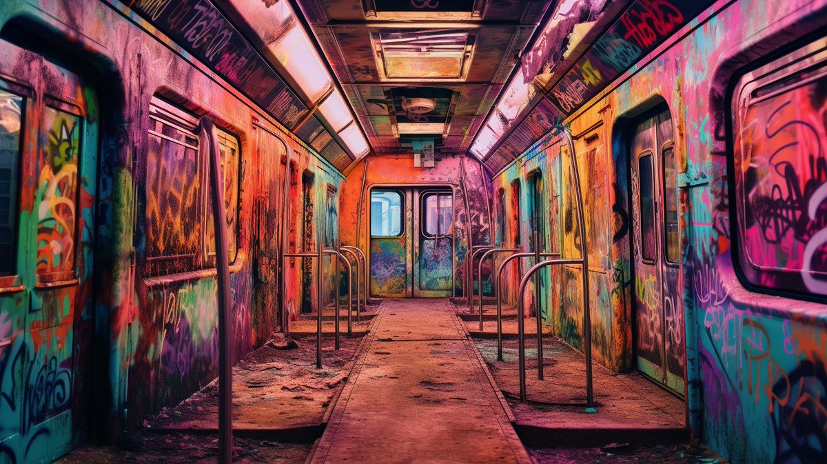 studio1designs's tweet photo. @icreatelife Disused, Vibrant, Subway --ar 16:9 

Think this is my fav! https://t.co/PdcSz02U41