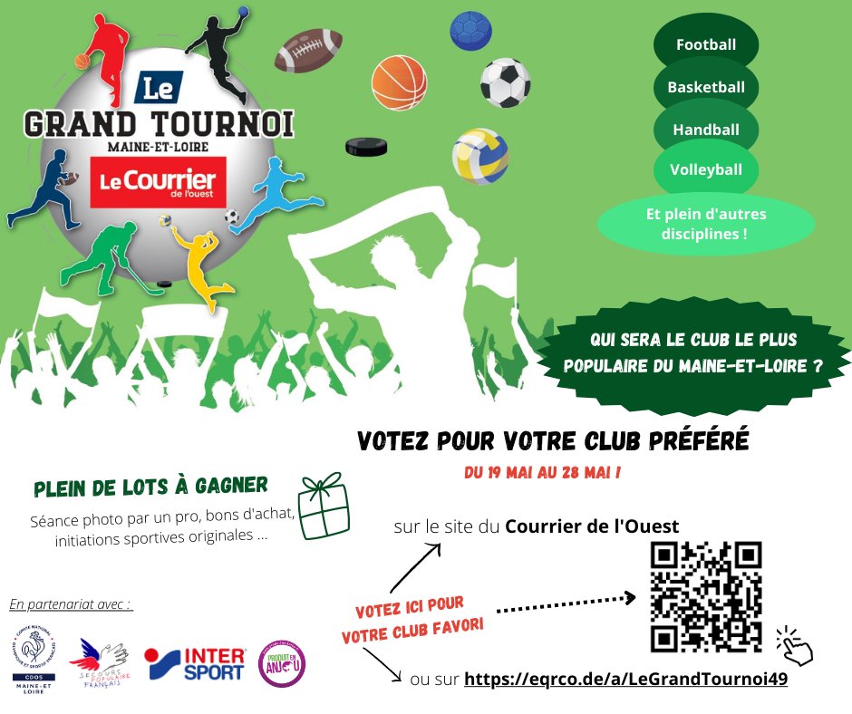 IntrpideAngersF's tweet photo. C'est parti pour le grand tournoi !
Votez pour le club en scannant le flash code ou sur le lien suivant https://t.co/poWUeyQXjI
N'hésitez pas à voter et partager pour faire gagner l'intrépide
@courrierouest https://t.co/0mh6uKvXm0