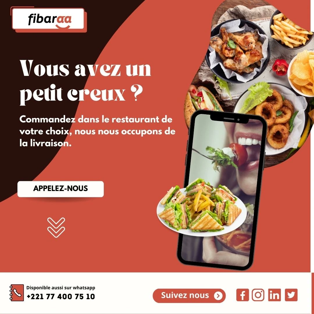Fibaraa_Senegal's tweet photo. Fini le temps d'attente et les déplacements, savourez votre repas tranquillement chez vous ou au bureau grâce à notre service de livraison de confiance.
#livraison #fibaraa #Rapidite #efficacite #professionnalisme https://t.co/aW1AUB2yru
