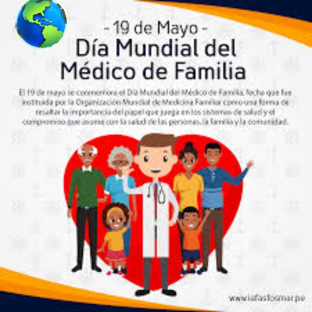 El 19 de mayo se celebra el Día Mundial del Médico de Familia. Desde el año 2010, la Organización Mundial de Médicos d Familia (WONCA), promueve la celebración d este día como reconocimiento a la importancia d los médicos d familia en la atención d salud
#CooperaciónYSolidaridad