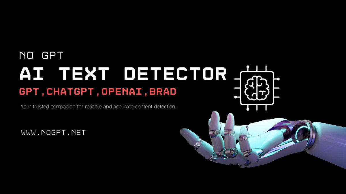 insprade's tweet image. Say goodbye to manual content detection and hello to the future of AI technology! Revolutionize Your Content Detection with ChatGPT, GPT3.5, GPT4, Bard AI & more - all available for free! nogpt.net🚀📷 #AI #ContentDetection #ChatGPT #GPT35 #GPT4 #BardAI #nogpt