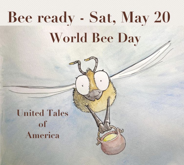 Tomorrow is World Bee Day.
This year's theme is 'Bee engaged in pollinator-friendly agricultural production.'
#WorldBeeDay #Bees #beeday #worldBeeDay2023 #UnitedTalesofamerica  #mindthebees #lovetheplanet #noplanetB #Helpthebees #helpbees #Mikerobertsart #unitedTalesofAmerica