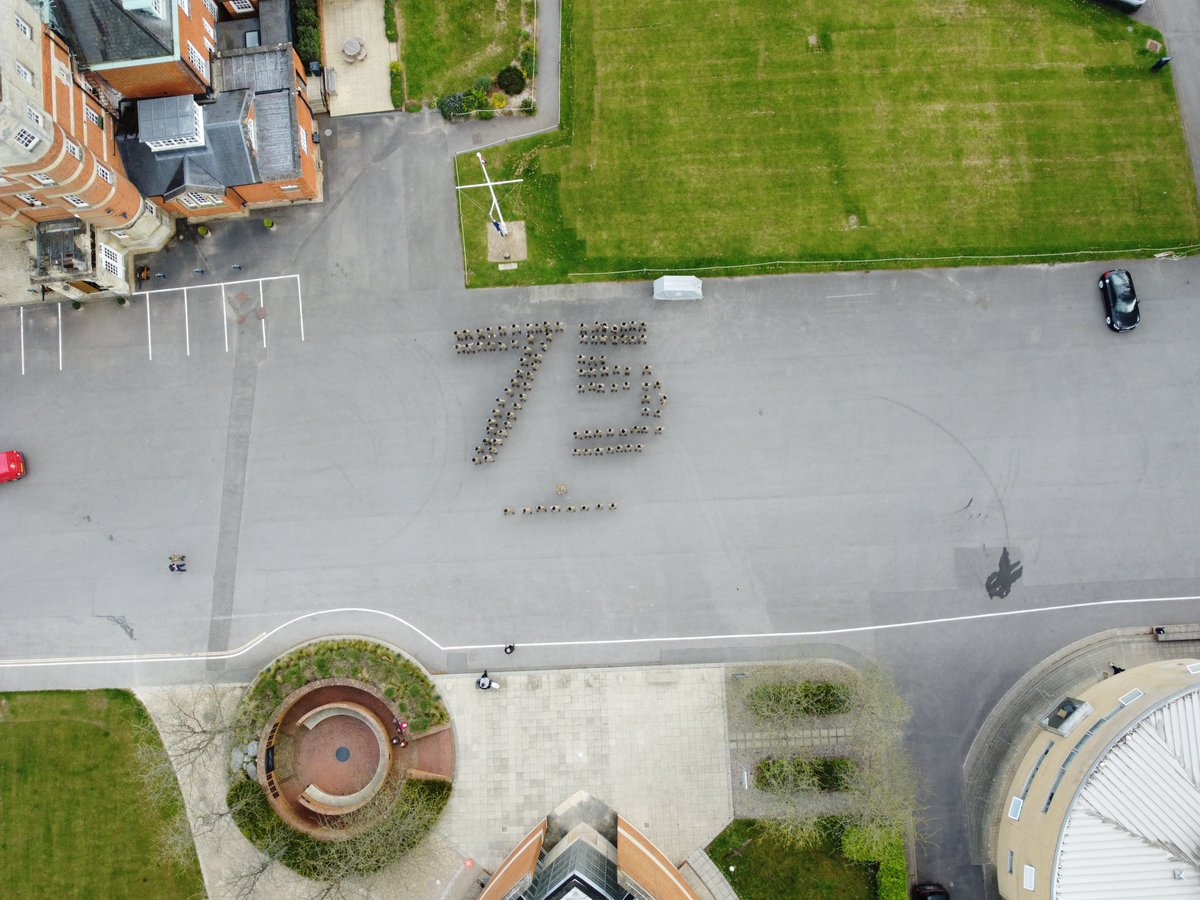 PangbourneColl's tweet photo. To commemorate the 75th anniversary of the modern Combined Cadet Force (CCF) which took place on 1 April 2023, our #PangCollCCF cadets congregated to form a giant 75 on the Parade Ground. #PangCollFlagValues
@CCFcadets @ArmyCadetsUK @RoyalNavy @SeaCadetsUK @BritishArmy https://t.co/HkFvbe9mN2
