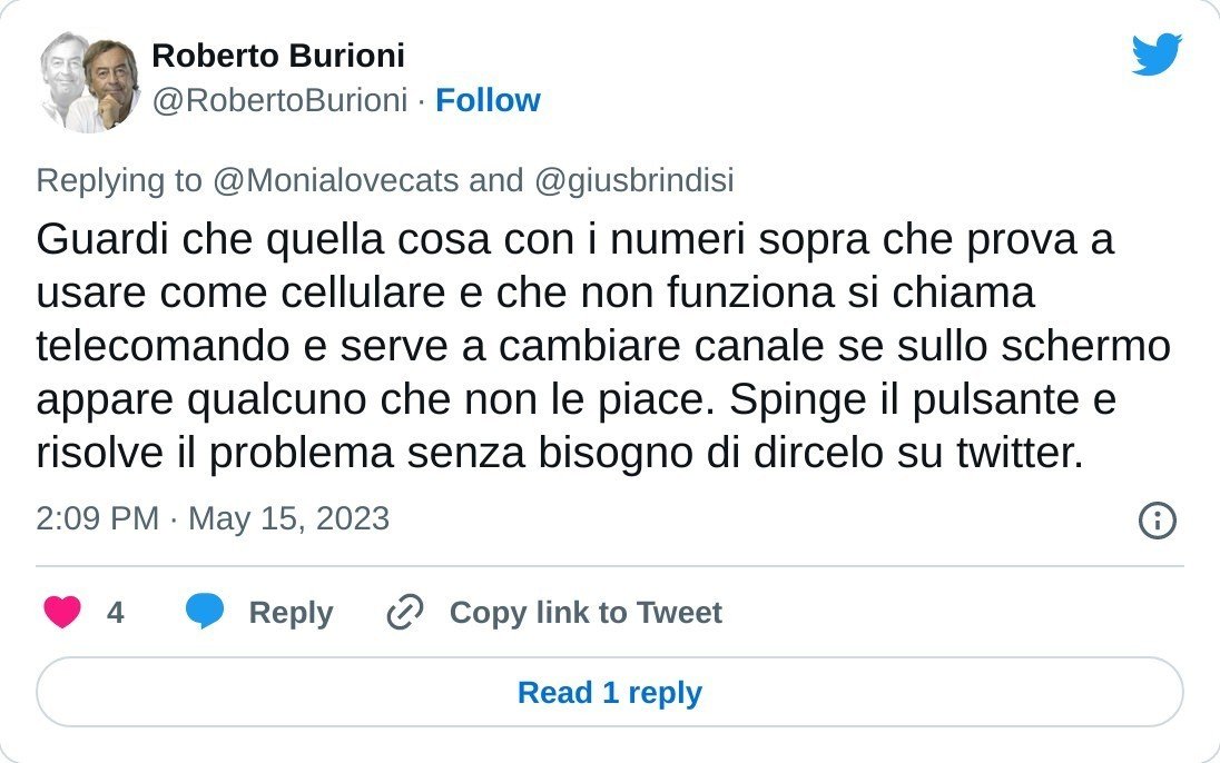 gleyredaf's tweet photo. @RobertoBurioni @Monialovecats @giusbrindisi #Burioni, quella "cosa" sopra le spalle si chiama cervello: usalo, prima di comportarti, come hai fatto qui: come un medico solo sulla carta, che, di fatto, si atteggia da totale imbecille.
Stai screditando l'autorevolezza della #scienza: di chi è bravo, e non incapace come te. https://t.co/rNXVEiTYiz