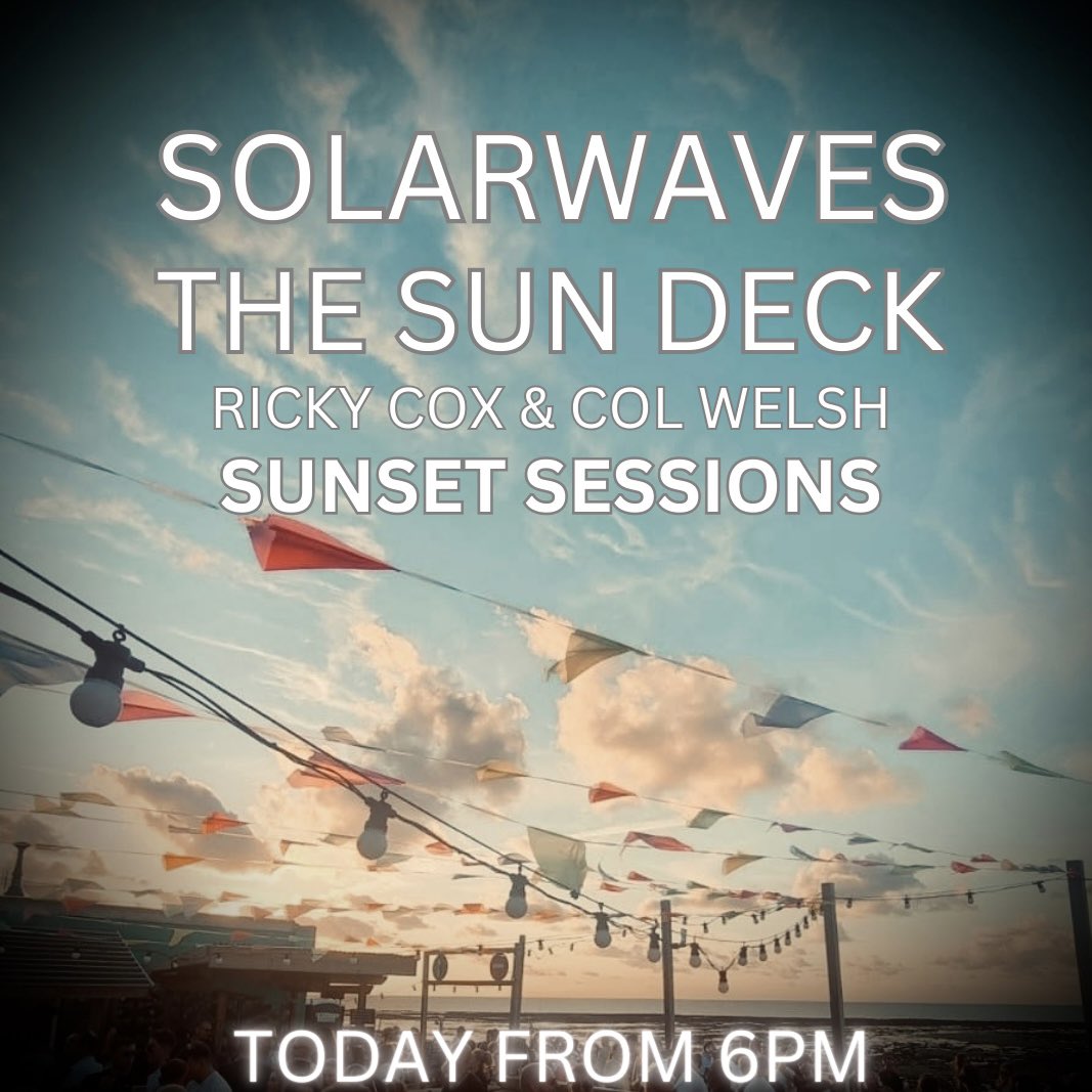 ricky_cox's tweet photo. Today from 6pm @The_Sun_Deck #margate #downtempo #balearicbeat #chilloutbangers #sunset #lovemargate #wearesolarwaves https://t.co/TyfGzQyi1j