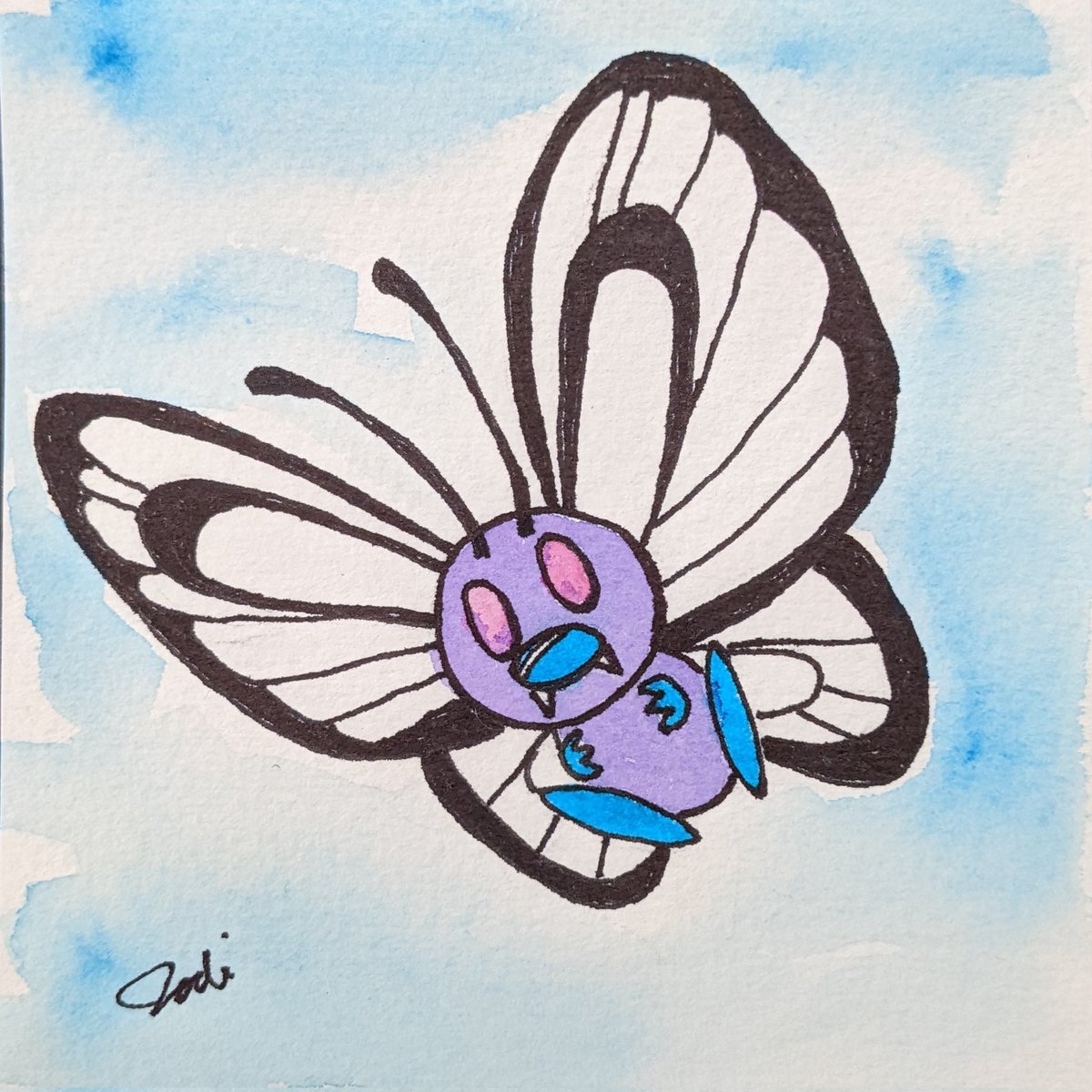 soukicomics's tweet photo. Happy Friday! Here's Butterfree! ☀️🦋

#fanartfriday #fanart #pokemonfanart #pokemon #firstgenpokemon #gameboy #gameboycolor #nintendo #anime #byebyebutterfree #watercolorart #watercolor #spring #summer https://t.co/8hjPXplVWw