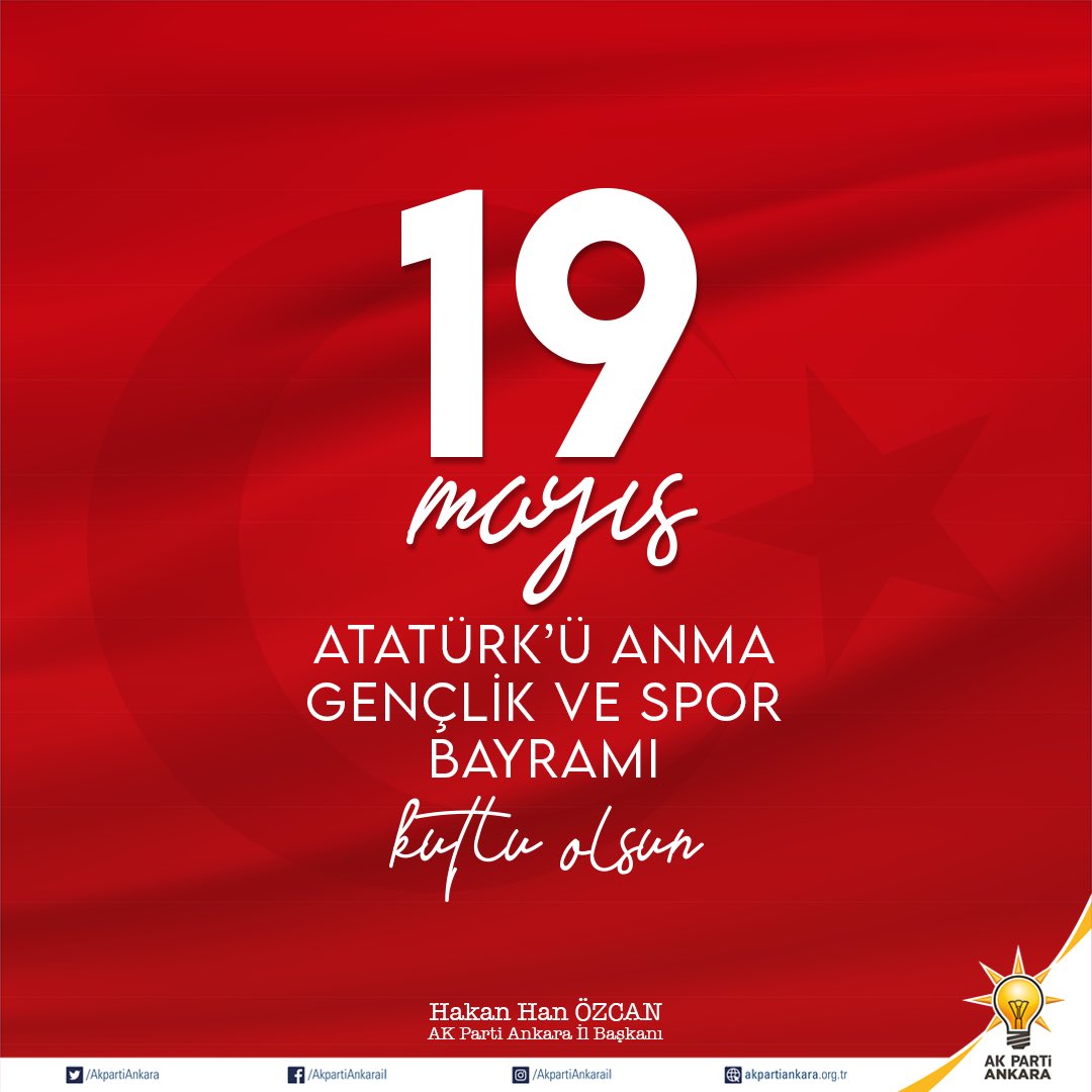 Başta Gazi Mustafa Kemal Atatürk olmak üzere gençlerimize bugünü miras bırakan kahramanlarımızı saygı ve rahmetle anıyorum.  

19 Mayıs Atatürk'ü Anma, Gençlik ve Spor Bayramı kutlu olsun.🇹🇷