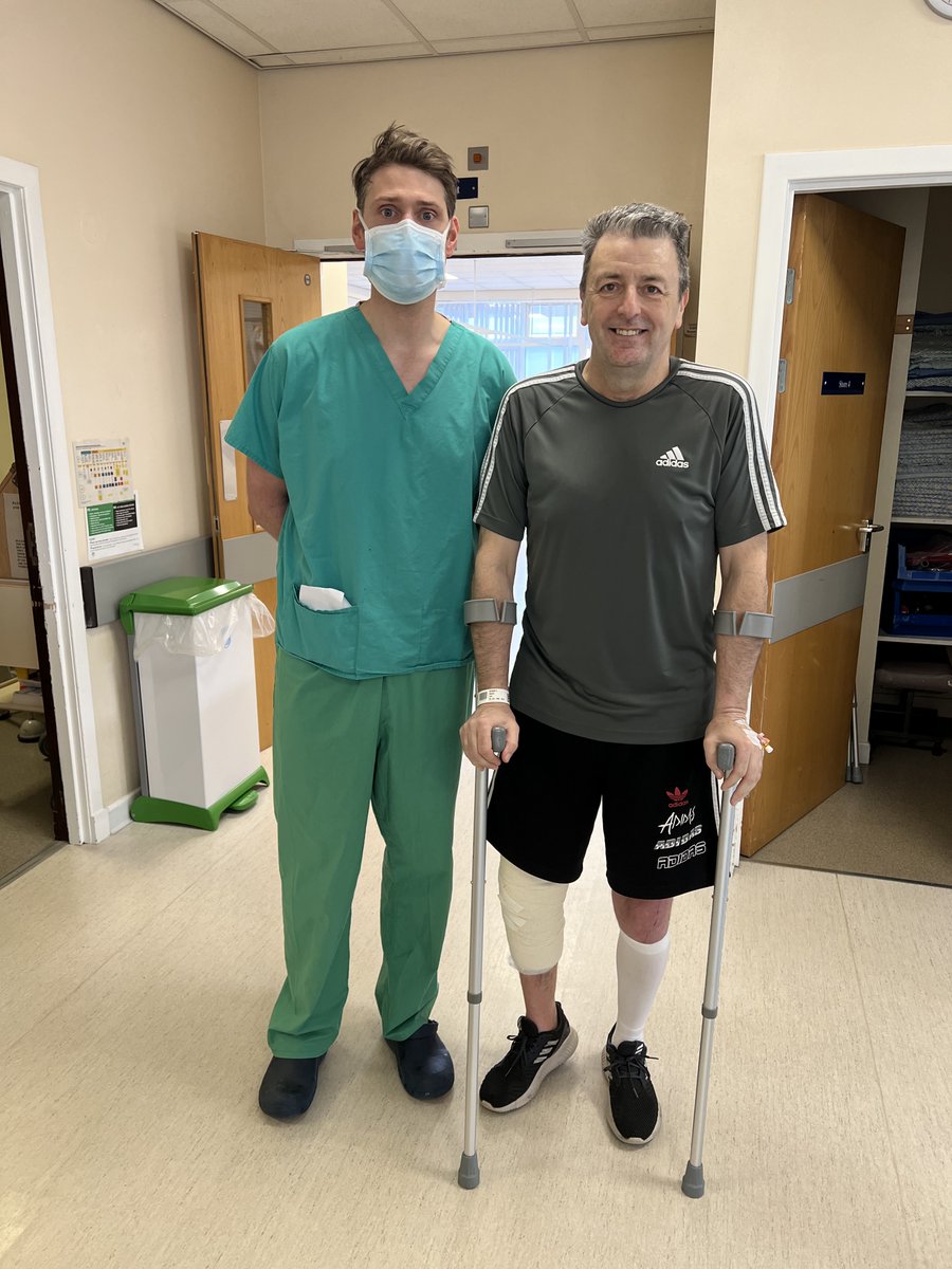 NHSTayside's tweet photo. The surgical team at Stracathro has carried out its first knee replacement as a day case procedure, with the patient walking out of hospital just hours after their operation.

Read the full story ➡️ https://t.co/f5UREYoW1u and check out the tweet below for a wee video of Jon https://t.co/LADsTplNvh