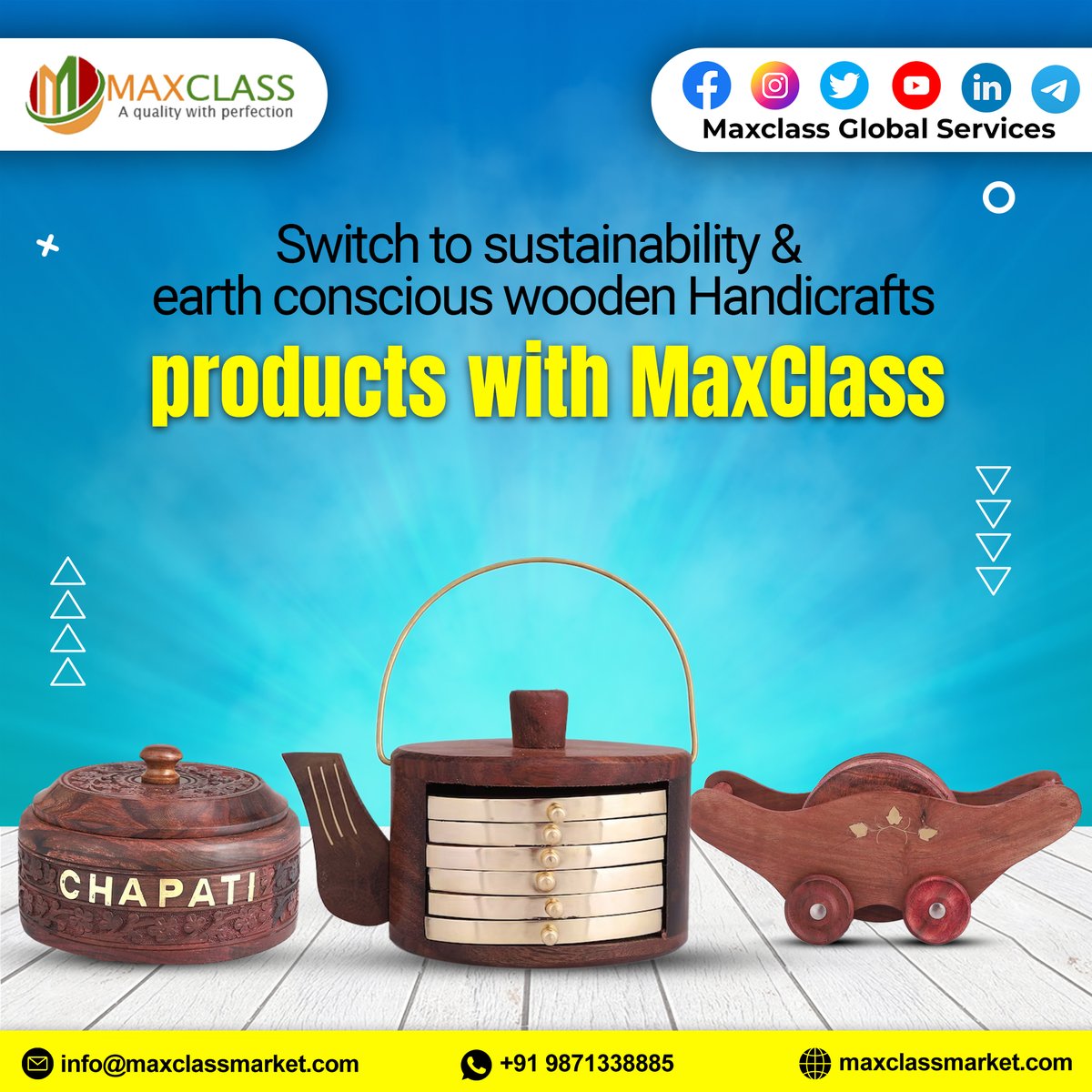 maxclasservices's tweet photo. MaxClass is committed to bringing you earth-conscious products that are good for you and the planet.
Check out our range of sustainable products and make the switch today!
@maxclasservices @Woodencraft1 @Jagkalyan2 @AlkaPure https://t.co/rdCtyWRAPI