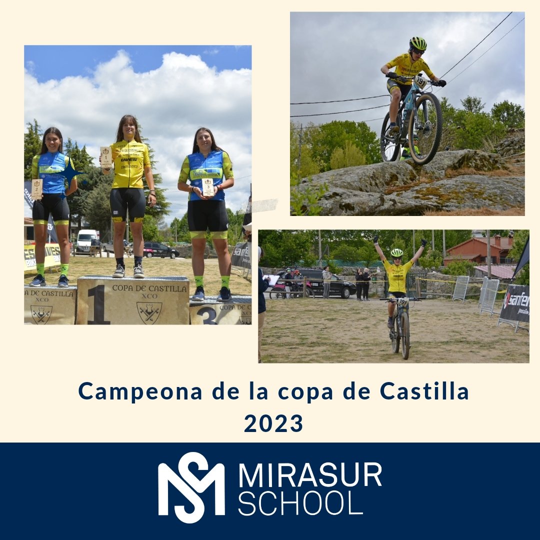 ¡Enhorabuena Daniela! 🏆🏆
Muy orgullosos de nuestra alumna de 3⁰ESO que se proclamó el pasado fin de semana Campeona de la Copa de Castilla 2023 en ciclismo MTB modalidad XCO. 👏💪🔝