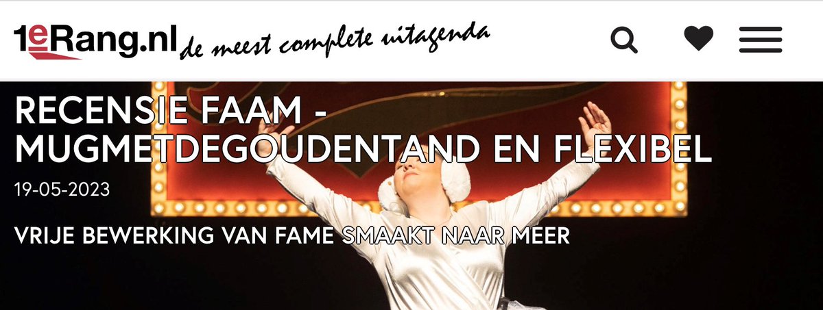 ⭐️⭐️⭐️⭐️Vier sterren voor FAAM op <a href="/1eRang/">1eRang.nl</a> ! 
1erang.nl/nieuws/recensi…

Zondag 21 mei laatste kans in <a href="/depurmaryn/">Theater de Purmaryn</a> 
Gaat dat zien! Kaarten via mugmetdegoudentand.nl/projecten/faam/