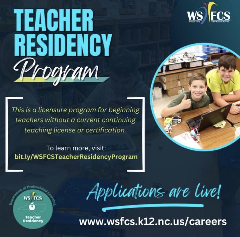 Thanks, <a href="/885wfdd/">88.5 WFDD</a> and <a href="/amydiaze/">Amy Diaz</a>, for helping to spread the word about the <a href="/wsfcs/">WS/FC Schools</a> Teacher Residency program! Want to become a licensed teacher? bit.ly/WSFCSTRapply for more information