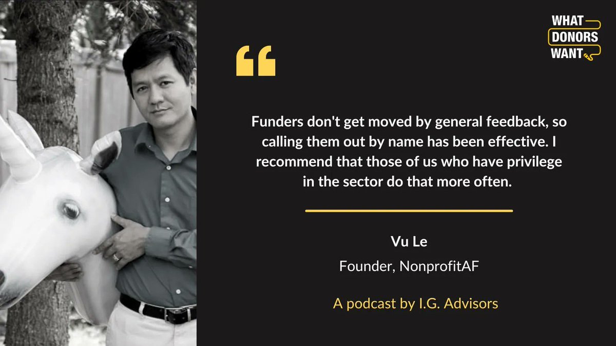 IG_Advisors's tweet photo. To get a sense of what we stand for &amp; the kinds of conversations we facilitate in our #FixTheFlow Fellowship, check out the @NonprofitAF episode of our #WhatDonorsWant podcast where we discuss #CrappyFundingPractices, fundraiser fragility, and much more. https://t.co/1NxeuA2Gva https://t.co/aj3ItBWSNS