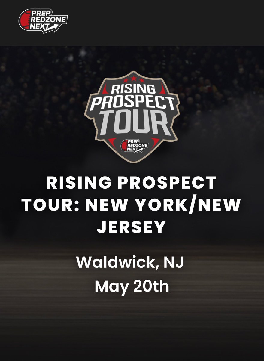 Looking forward to competing at the Prep Redzone Rising Prospect Tour this weekend in Waldwick, New Jersey @PrepRedzone @PRZNewEngland @PRZPAvic @AlPopsFootball @PRZ_CoachSilva #Quarterback #CO2027