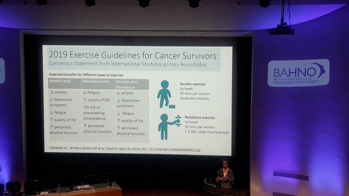 BAHNOOfficial's tweet photo. @Liz_ORiordan @ASCO @Oracle_Cancer 'Encourage all your patients to do exercise and do not limit how much, allow them to decide..' https://t.co/QYPtYVF8QW