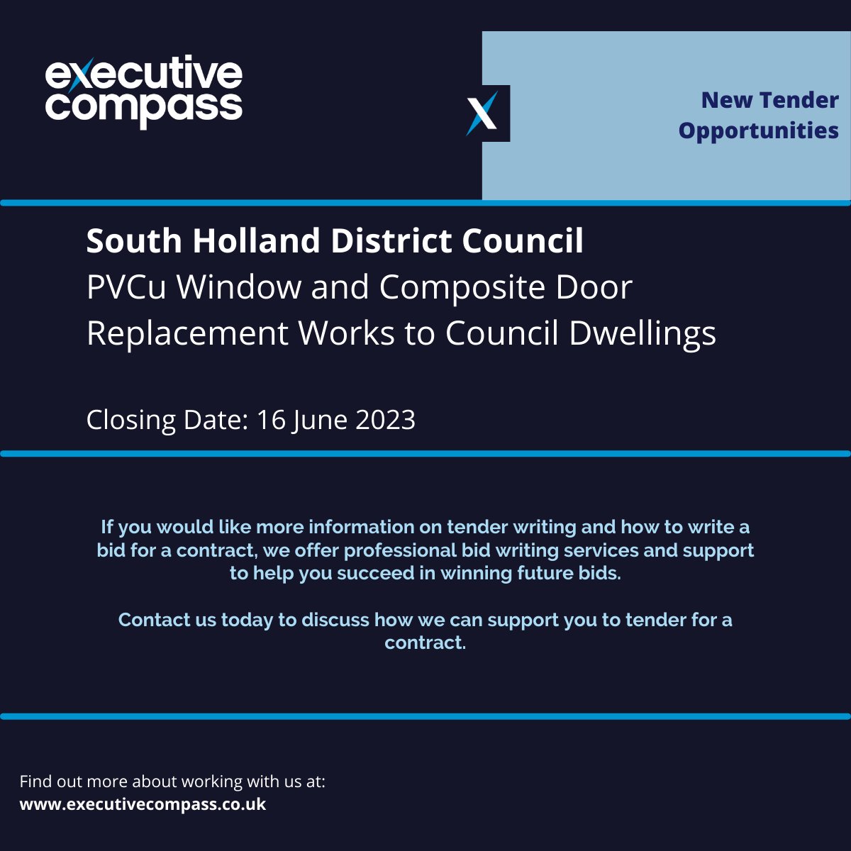 ExecCompass's tweet photo. π Head to our website to see the start of this week's #ContractNotices.
π https://t.co/s4CSG1e06b
#TenderWriting #BidWriting #Procurement https://t.co/mxFwgfPl8Y