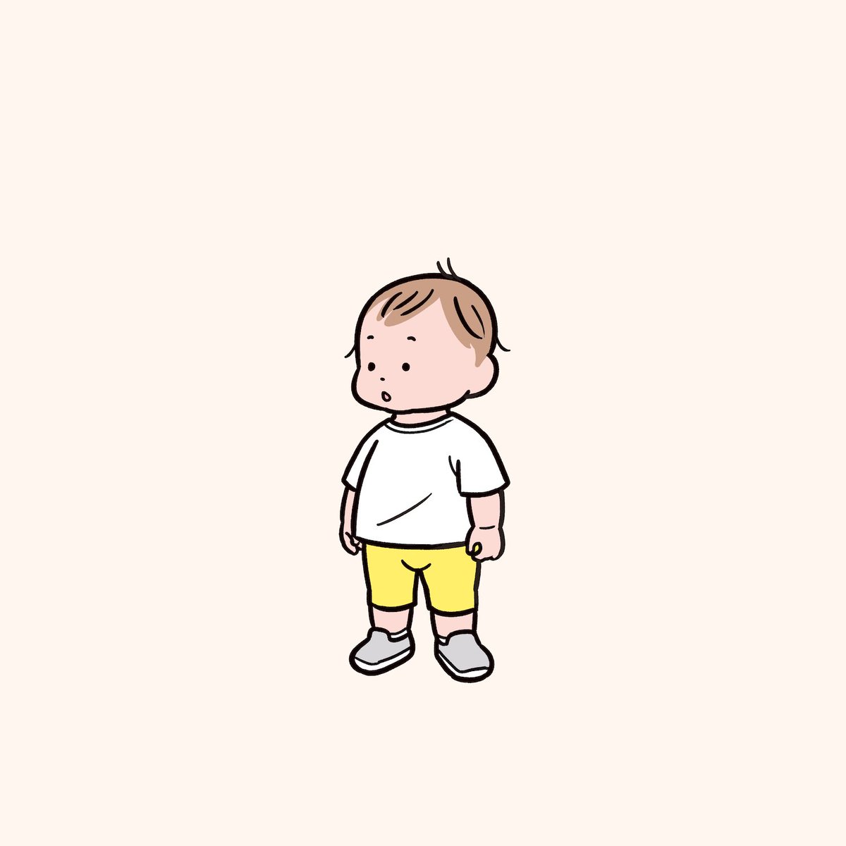 1boy male focus solo shirt yellow shorts white shirt brown hair  illustration images